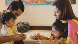 Shahid Kapoor and Mira Rajput with their kids Zain and Misha. Shahid Kapoor and Mira Rajput with their kids Zain and Misha.