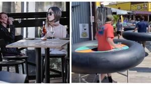 Restaurants around the world are coming up with innovative ways to maintain social distancing amid the pandemic. Restaurants around the world are coming up with innovative ways to maintain social distancing amid the pandemic.