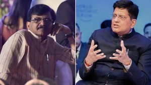 Shiv Sena’s Sanjay Raut sprang to the CM Uddhav Thackeray’s defence and took on union minister Piyush Goyal.(HT Photo) Shiv Sena’s Sanjay Raut sprang to the CM Uddhav Thackeray’s defence and took on union minister Piyush Goyal.(HT Photo)