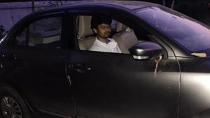 Madhaba Patra in his car where he has quarantined himself.(HT PHOTO) Madhaba Patra in his car where he has quarantined himself.(HT PHOTO)