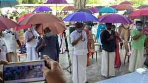The motto is ‘Open Your Umbrella, Come Rain, Shine or Pandemic,’ said P S Jyothis, president of Thanneermukkom Panchayat that has 23 wards.(ANI) The motto is ‘Open Your Umbrella, Come Rain, Shine or Pandemic,’ said P S Jyothis, president of Thanneermukkom Panchayat that has 23 wards.(ANI)
