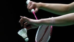 A detail shot of a shuttlecock and racquet during day two of the BWF World Badminton Championships.(Getty Images) A detail shot of a shuttlecock and racquet during day two of the BWF World Badminton Championships.(Getty Images)