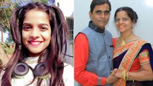 Preksha Mehta and her parents. Preksha Mehta and her parents.