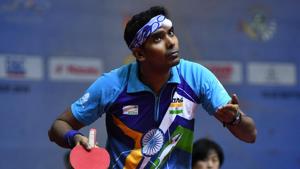 Sharath Kamal in action(Getty Images) Sharath Kamal in action(Getty Images)