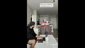 The clip has been shared with a caption that reads, “Quarantine life got me like”.(TikTok/@jmaybs) The clip has been shared with a caption that reads, “Quarantine life got me like”.(TikTok/@jmaybs)