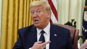President Donald Trump’s tweet on Minnesota violence related to the death of George Floyd has been flagged by Twitter.(PTI) President Donald Trump’s tweet on Minnesota violence related to the death of George Floyd has been flagged by Twitter.(PTI)
