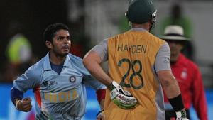 S Sreesanth is pumped after getting the wicket of Matthew Hayden(Getty Images) S Sreesanth is pumped after getting the wicket of Matthew Hayden(Getty Images)
