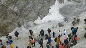 Thousands of pilgrims either take the traditional and longer 45km-long Pahalgam route or the shorter 14km-long Baltal route to Amarnath, one of Hinduism’s holiest shrines, every year.(PTI file photo) Thousands of pilgrims either take the traditional and longer 45km-long Pahalgam route or the shorter 14km-long Baltal route to Amarnath, one of Hinduism’s holiest shrines, every year.(PTI file photo)