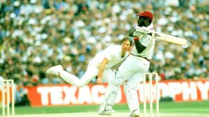 On May 31, 1984, Viv Richards played one of the greatest ODI innings of all time, scoring a swashbuckling 189 not out against England at Old Trafford. He hit five sixes while adding 108 runs for the last wicket with Michael Holding. (getty images) On May 31, 1984, Viv Richards played one of the greatest ODI innings of all time, scoring a swashbuckling 189 not out against England at Old Trafford. He hit five sixes while adding 108 runs for the last wicket with Michael Holding. (getty images)