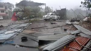 The impact of Cyclone Nisarga is see near the landfall site in Alibag on Wednesday.(Satish Bate/HT Photo) The impact of Cyclone Nisarga is see near the landfall site in Alibag on Wednesday.(Satish Bate/HT Photo)