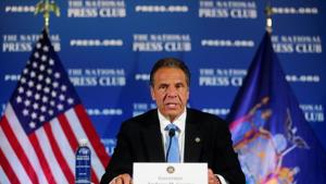 New York Governor Andrew Cuomo addresses a briefing on the coronavirus disease response at the National Press Club following his meeting with US President Trump in Washington.(REUTERS) New York Governor Andrew Cuomo addresses a briefing on the coronavirus disease response at the National Press Club following his meeting with US President Trump in Washington.(REUTERS)