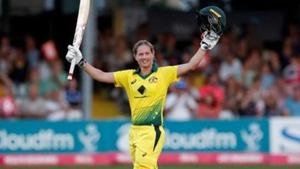 Australia's Meg Lanning celebrates reaching her century.(Action Images via Reuters) Australia's Meg Lanning celebrates reaching her century.(Action Images via Reuters)