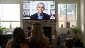 The country’s first black president also struck a note of optimism, even as he acknowledged the despair and anger powering the protests since the death of George Floyd, an unarmed black man, in police custody nine days ago.(REUTERS) The country’s first black president also struck a note of optimism, even as he acknowledged the despair and anger powering the protests since the death of George Floyd, an unarmed black man, in police custody nine days ago.(REUTERS)