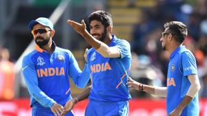 India's Jasprit Bumrah (C) celebrates with India's captain Virat Kohli (L)(AFP) India's Jasprit Bumrah (C) celebrates with India's captain Virat Kohli (L)(AFP)