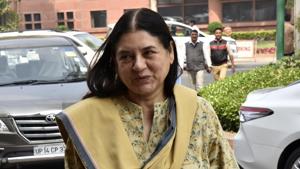 BJP MP Maneka Gandhi arrives to attend the Budget session at Parliament in New Delhi.(Mohd Zakir/HT PHOTO) BJP MP Maneka Gandhi arrives to attend the Budget session at Parliament in New Delhi.(Mohd Zakir/HT PHOTO)