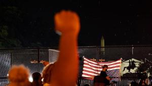 A man raises his fist in front of the White House during a protest against the death in police custody of George Floyd, in Washington, on June 4.(Reuters Photo)