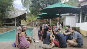 When flights were canceled and airports shut down, cafe owner Darshana Ratnayake decided to organize free food and shelter for several dozen stranded tourists.(AP) When flights were canceled and airports shut down, cafe owner Darshana Ratnayake decided to organize free food and shelter for several dozen stranded tourists.(AP)