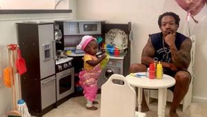 Chris Kyle and his 18-month-old daughter, Ava at the pretend-restaurant.(Instagram/@christophe_kyle) Chris Kyle and his 18-month-old daughter, Ava at the pretend-restaurant.(Instagram/@christophe_kyle)