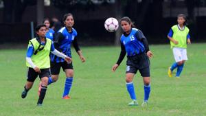 Players of Chandigarh United Football Academy (in blue) and Football Academy 46 (in yellow) in action.(Keshav Singh/HT) Players of Chandigarh United Football Academy (in blue) and Football Academy 46 (in yellow) in action.(Keshav Singh/HT)