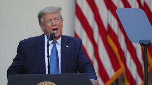 US President Donald Trump delivers a statement on the ongoing protests over racial inequality in the wake of the death of George Floyd while in Minneapolis police custody, in the Rose Garden at the White House in Washington, US.(REUTERS) US President Donald Trump delivers a statement on the ongoing protests over racial inequality in the wake of the death of George Floyd while in Minneapolis police custody, in the Rose Garden at the White House in Washington, US.(REUTERS)