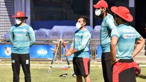 Afghanistan cricketers train wearing masks(Image Courtesy: ACB) Afghanistan cricketers train wearing masks(Image Courtesy: ACB)