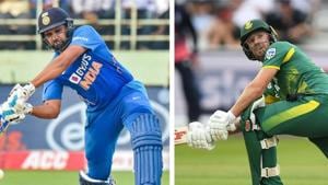 File image of Rohit Sharma and AB de Villiers.(File image) File image of Rohit Sharma and AB de Villiers.(File image)