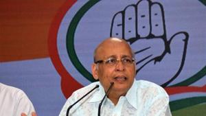 National spokesperson of Congress Dr. Abhishek Manu Singhvi addresses a press conference at AICC headquarters in New Delhi.(ANI Photo) National spokesperson of Congress Dr. Abhishek Manu Singhvi addresses a press conference at AICC headquarters in New Delhi.(ANI Photo)