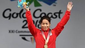 Sanjita Chanu during the 2018 Commonwealth Games.(Getty Images) Sanjita Chanu during the 2018 Commonwealth Games.(Getty Images)