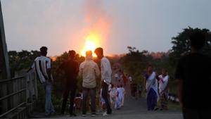 On June 10, two people had died in the massive fire in Tinsukia.(ANI Photo) On June 10, two people had died in the massive fire in Tinsukia.(ANI Photo)