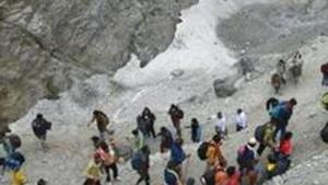 Only Baltal route is likely to be made operational for the devotees headed to the holy cave shrine of Amarnath this year.(PTI Photo) Only Baltal route is likely to be made operational for the devotees headed to the holy cave shrine of Amarnath this year.(PTI Photo)