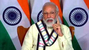Prime Minister Narendra Modi addressing on 95th Annual Day of Indian Chamber of Commerce via video conferencing in New Delhi on Thursday.(ANI Photo) Prime Minister Narendra Modi addressing on 95th Annual Day of Indian Chamber of Commerce via video conferencing in New Delhi on Thursday.(ANI Photo)