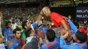 File image of Gary Kirsten celebrating India ODI World Cup win.(File) File image of Gary Kirsten celebrating India ODI World Cup win.(File)