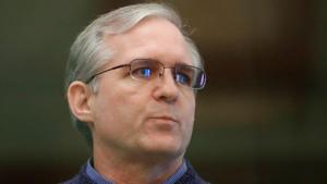 Former US Marine Paul Whelan, who was detained and accused of espionage, stands inside a defendants' cage during his verdict hearing in Moscow, Russia on June 15, 2020.(REUTERS) Former US Marine Paul Whelan, who was detained and accused of espionage, stands inside a defendants' cage during his verdict hearing in Moscow, Russia on June 15, 2020.(REUTERS)