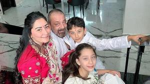 Sanjay Dutt with wife Maanayata and kids Shahraan and Iqra. Sanjay Dutt with wife Maanayata and kids Shahraan and Iqra.