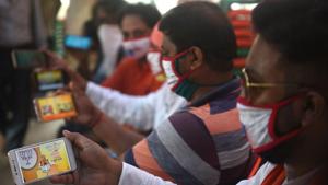 The BJP was among the first parties to understand the power of social media and it is no surprise that it has now become the first party to innovate with mass e-rallies(Samir Jana / Hindustan Times) The BJP was among the first parties to understand the power of social media and it is no surprise that it has now become the first party to innovate with mass e-rallies(Samir Jana / Hindustan Times)