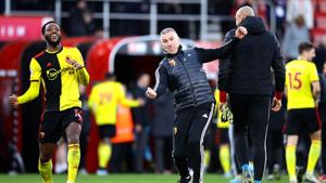 Nigel Pearson, Manager of Watford and Nathaniel Chalobah of Watford celebrate victory against Bournemouth.(Getty Images) Nigel Pearson, Manager of Watford and Nathaniel Chalobah of Watford celebrate victory against Bournemouth.(Getty Images)