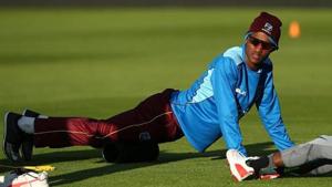 Kraigg Brathwaite of West Indies warm up during a nets session.(Getty Images) Kraigg Brathwaite of West Indies warm up during a nets session.(Getty Images)