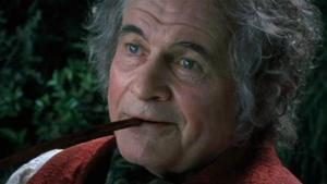 Ian Holm played Bilbo Baggins in the Lord of the Rings films. Ian Holm played Bilbo Baggins in the Lord of the Rings films.
