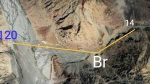 India China stand-off: The point marked ‘Br’ is the location of the Bailey bridge built by the India, 3 km east of the confluence. Patrolling Point 14 is 2 km from the bridge India China stand-off: The point marked ‘Br’ is the location of the Bailey bridge built by the India, 3 km east of the confluence. Patrolling Point 14 is 2 km from the bridge