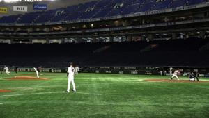 Spectator's stands are seen empty during the preseason of the baseball game of Yomiuri Giants and Tokyo Yakult Swallows, which is taking behind closed doors amid the spread of the new coronavirus, at the Tokyo Dome in Tokyo.(REUTERS) Spectator's stands are seen empty during the preseason of the baseball game of Yomiuri Giants and Tokyo Yakult Swallows, which is taking behind closed doors amid the spread of the new coronavirus, at the Tokyo Dome in Tokyo.(REUTERS)