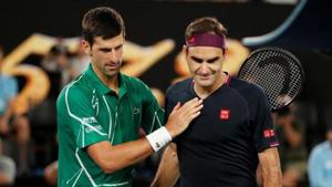 Serbia's Novak Djokovic pats Switzerland's Roger Federer after their match.(REUTERS) Serbia's Novak Djokovic pats Switzerland's Roger Federer after their match.(REUTERS)