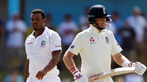West Indies' Shannon Gabriel with England's Joe Root(Action Images via Reuters) West Indies' Shannon Gabriel with England's Joe Root(Action Images via Reuters)