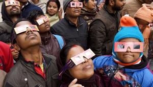 The annular solar eclipse on June 21 will be visible at many places in Rajasthan, Haryana and Uttarakhand while the rest of the country will be able to observe a partial eclipse.(ANI FIle) The annular solar eclipse on June 21 will be visible at many places in Rajasthan, Haryana and Uttarakhand while the rest of the country will be able to observe a partial eclipse.(ANI FIle)