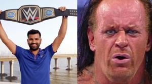Mumbai Indians shared a picture of Rohit Sharma, while paying tribute to The Undertaker.(Twitter) Mumbai Indians shared a picture of Rohit Sharma, while paying tribute to The Undertaker.(Twitter)