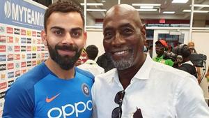 Virat Kohli met the great Viv Richards last August in West Indies.(Virat Kohli’s Twitter) Virat Kohli met the great Viv Richards last August in West Indies.(Virat Kohli’s Twitter)