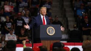 US President Donald Trump speaks during his first re-election campaign rally in several months in the midst of the coronavirus disease outbreak, at the BOK Centre in Tulsa, Oklahoma, on June 20.(Reuters Photo) US President Donald Trump speaks during his first re-election campaign rally in several months in the midst of the coronavirus disease outbreak, at the BOK Centre in Tulsa, Oklahoma, on June 20.(Reuters Photo)