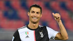 Juventus' Cristiano Ronaldo reacts.(REUTERS) Juventus' Cristiano Ronaldo reacts.(REUTERS)