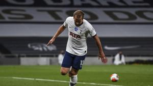 Tottenham's Harry Kane celebrates after scoring his team's second goal during the English Premier League soccer match between Tottenham Hotspur and West Ham at the Tottenham Hotspur stadium in London, England, Tuesday, June 23, 2020.(AP) Tottenham's Harry Kane celebrates after scoring his team's second goal during the English Premier League soccer match between Tottenham Hotspur and West Ham at the Tottenham Hotspur stadium in London, England, Tuesday, June 23, 2020.(AP)