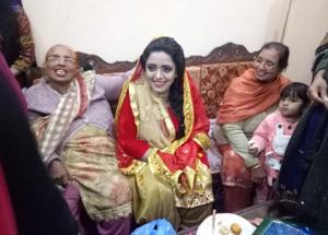 Pakistan-based Sumaila during her engagement to Kamal Kalyan on January 30, 2018.(HT Photo) Pakistan-based Sumaila during her engagement to Kamal Kalyan on January 30, 2018.(HT Photo)
