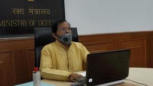 Minister of State for Defence Shripad Naik attends two-day “Defence Conclave 2020” in Gujarat via video-conferencing.(Twitter) Minister of State for Defence Shripad Naik attends two-day “Defence Conclave 2020” in Gujarat via video-conferencing.(Twitter)